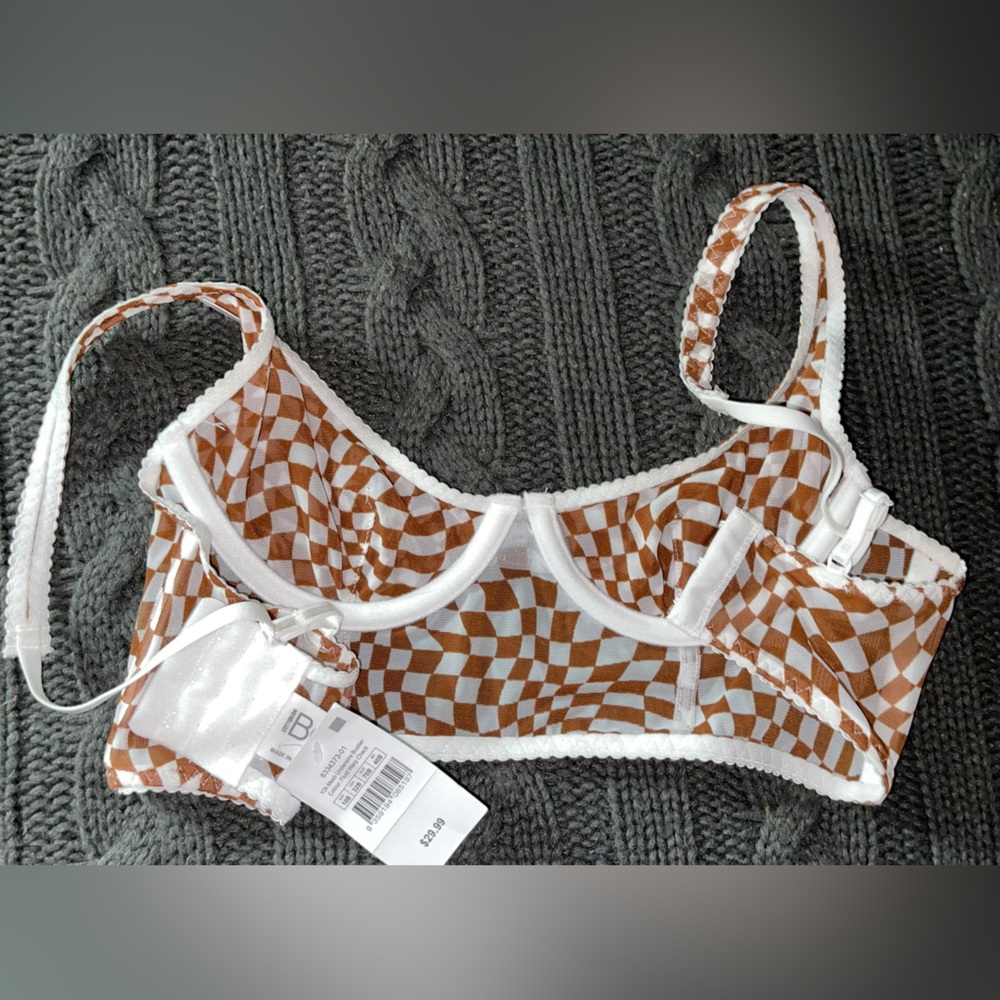 COTTON:ON Mesh Bustier 32B 🤎🟤⚪️